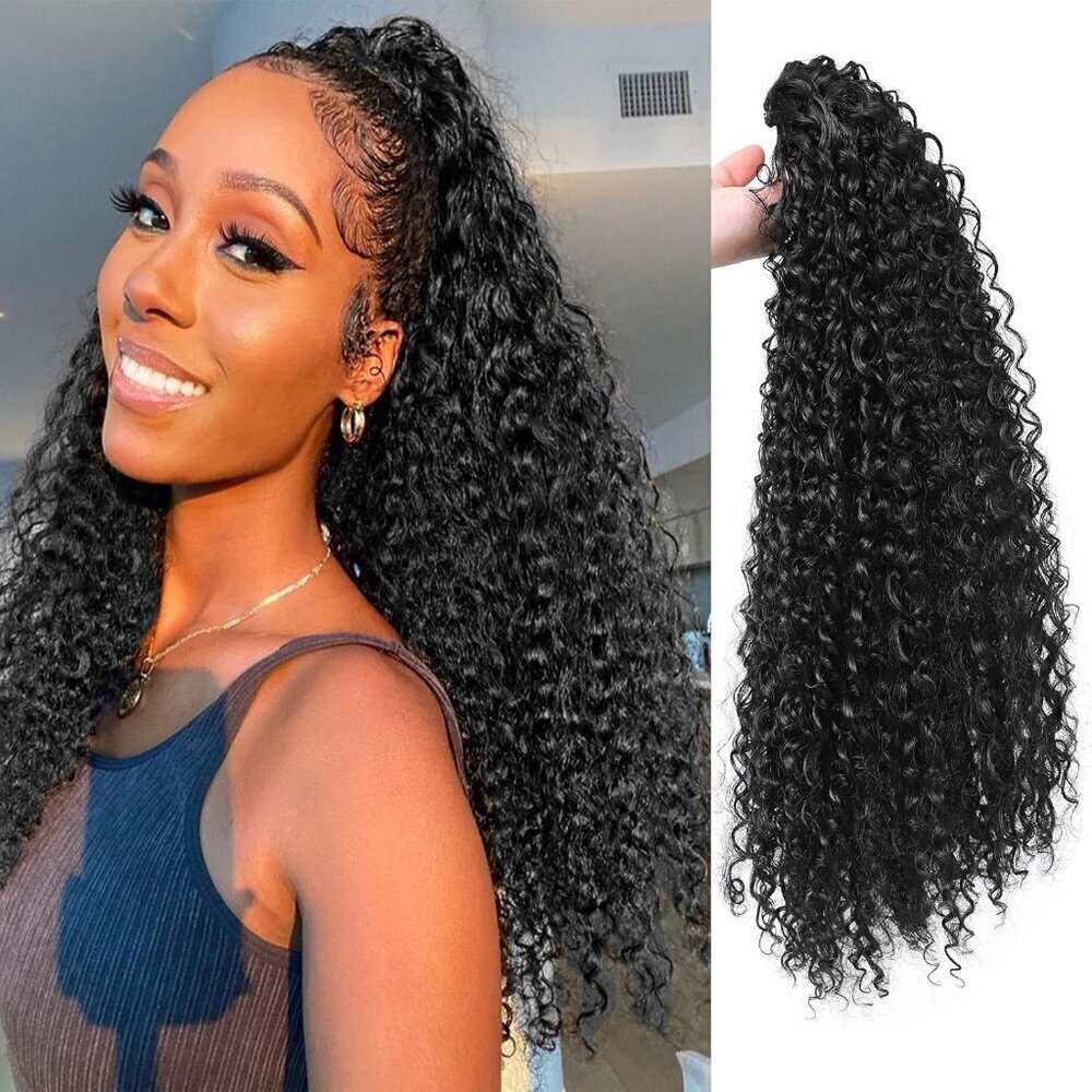 Ponytail Extension for Black Women Deep Curly Drawstring Ponytail 20 Inch Afro K